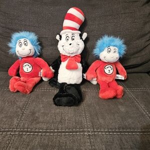 Dr. Seuss Cat in the Hat and Thing 1 & 2 Plush Set - Red, Blue, Black, White